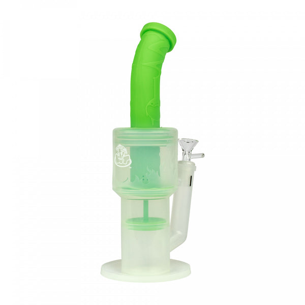 Bong: 12" Green Silicone with Glass Bowl